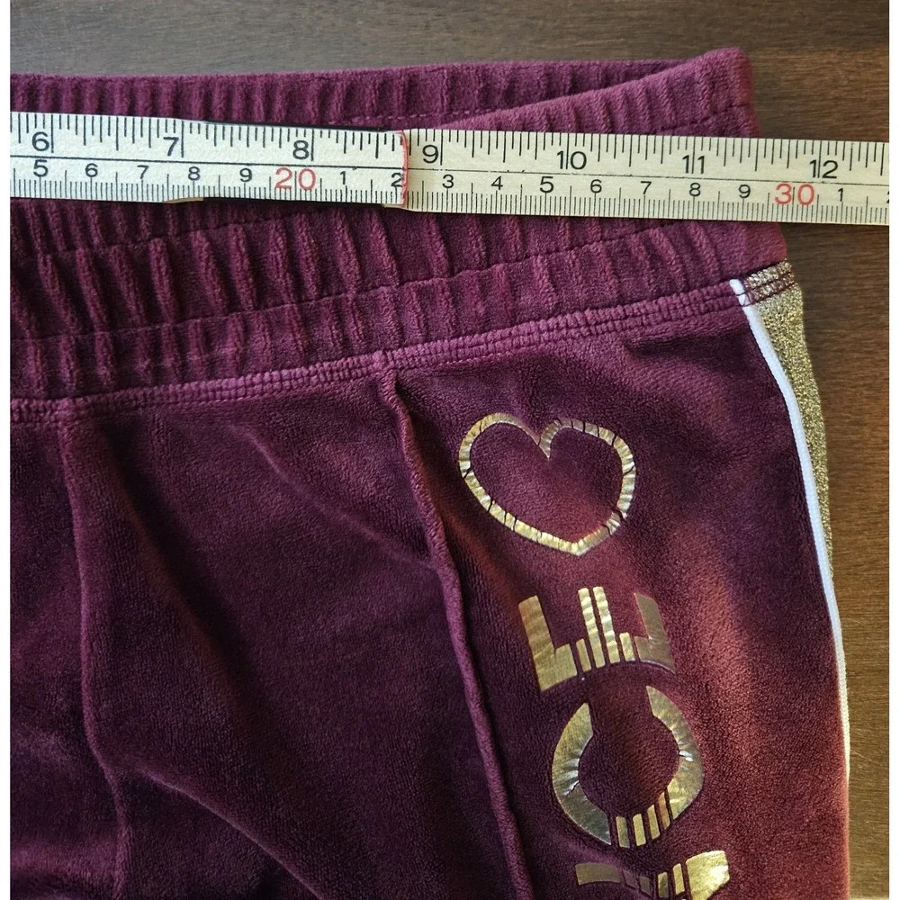 Justice Active Girls‎ Dance Velour Outfit Set Hoodie Joggers Burgundy Gold Sz 10